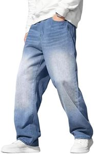 JMIERR Mens Jeans Baggy Y2K 2025 Streetwear Wide Leg Stretch Denim Pants Loose Fit Vintage Carpenter Jeans Trousers with Five Pockets Fall Clothes, L, Sky Blue