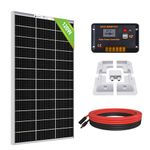 ECO-WORTHY 120W 12V Solar Panel Kit 0.5kWh/Day for Motorhome Caravan RV: 120W Bifacial Solar Panel + 30A 12V/24V Charger Controller + RV Mounting Brackets + Extension Cables