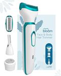 Caresmith Bloom 4 in 1 Face & Body Hair Trimmer for Women | 3 Heads- Bikini Trimmer & Shaver, Face Trimmer & Eyebrow Trimmer, Full Body Trimmer, Nose and Ear Trimmer | Rechargeable | Hair Removal Machine for Women, Glossy White