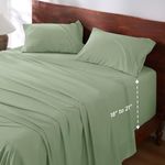 Bedsure Deep Pocket Queen Sheets Set - Fits Mattresses Up to 21" Thick, 4 Piece Air Mattress Sheets with Deep Pocket, Moisture Wicking Soft Cooling Bedding Sheets & Pillowcases, Light Green