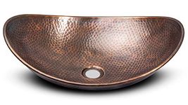 Monarch Abode 17086 Copper Hand Hammered Harbor Bathroom Vessel Sink (19 inches) - Copper Bathroom Sink - Copper Vessel Sinks for Bathrooms - Hammered Copper Sink for Bathroom - Copper Sink Vessel