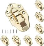 HOME MASTER HARDWARE 8 Pack Duckbilled Hasp Latch Chest Latch Toggle Hasp Latches with Screws for Jewelry Box Ordinary Box Wooden Case Furniture Decoration Bright Brass Finish