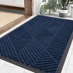 OLANLY Front Door Mat Outdoor Indoor, Heavy Duty Non Slip Rubber Mat, Absorbent Outdoor Rug, Easy Clean Welcome Mat, Low Profile Entryway Rugs, 30"x17", Navy