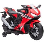 HOMCOM Honda Licensed 6V Kids Electric Motorbike Ride On Motorcycle Vehicle w/Headlights, Music, Training Wheels, for Ages 3-5 Years Red