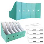 ANSSDO 12 Pack Teal Cardboard Magazine Holders, Premium Magazine File Holder for Desk, Foldable Large Volume Magazine File Organizer as Book Bins or Folder Holder for Office or School…