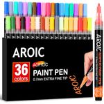 AROIC 36 Pack Acrylic Paint Pens——writing on any material, Rock, Ceramics, Glass, Wood and More, Used for DIY Crafts, Scrapbook Crafts, Card Making,etc