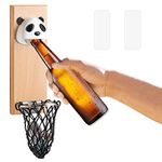 Magnetic Panda Bottle Opener with Cap Catcher Collector – 20 x 7 cm Wall Mounted Beer Openers Fridge Magnet for Home Kitchen Yard Bar Outdoor Decoration KH09