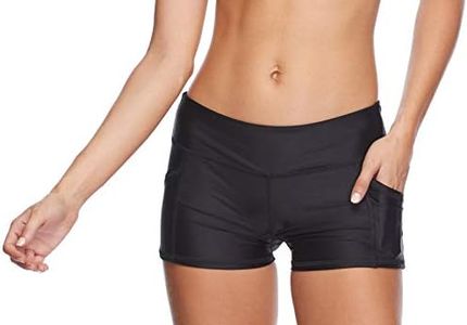 Body Glove Women's Rider Elastic Waist Hybrid Swim Short with UPF 50+, Smoothie Black, Medium