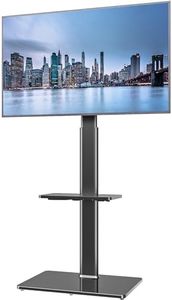 Universal Floor TV Stand with Swivel Mount for 19 to 43 inch LCD LED TV, 2 Shelves Black HT2001BP