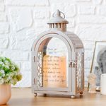 TRIROCKS Memorial Lantern 28cm High Walk Beside Us Remembrance Lantern with LED Candle and Love Pattern Bereavement Sympathy Gifts for Funeral Memorial Service Loss of Loved One (Grey)