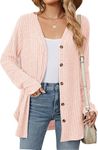 Naivikid Womens Long Sleeve Open Front Cardigan Fall Knit Draped Sweaters Outwear Pink XL