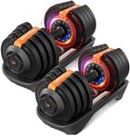 Adjustable Dumbbell Set, 12 Free Weights Adjustable 40LB to 3LB Weights, Dumbbells Set for Home Gym with Tray 1-Sec Fast Adjustable for Adult (orange, pair)