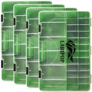 LARIPOP 3700 Tackle Box, Plastic Tackle Trays, Transparent Fishing Tackle Box Organizer with Removable Dividers,4 Packs Lure Boxes Terminal Tackle Storage,Lure Box and Parts Storage