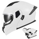 TTMiku Modular Motorcycle Helmet Full Face Flip Up Dual Visor for Adult DOT Approved - ATV UTV Adventure Street Bike Scooter Cruiser Snowmobile Moto Casque, Pearl White, S