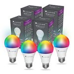 Lloyd's Smart Bulb: 10W E26 Dimmable from The App, LED, Multicolor + Warm to Cool White Light. App-Customizable, Voice Command with Alexa/Google Home. No Hub Needed, 2.4 GHz WiFi Compatible, 4-Pack