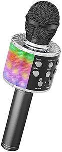 Ankuka Karaoke Wireless Microphone, 4 in 1 Handheld Bluetooth Microphones Speaker Karaoke Machine with Dancing LED Lights, Home KTV Player Compatible with Android & iOS Devices, Black