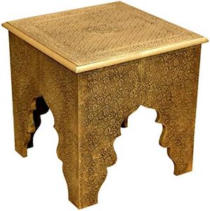 CASA Moro Table d'appoint Orientale Marocaine en Bois avec revêtement en Laiton Fait Main MA78-36 CASA Moro