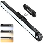 Ferswe 3W Wardrobe Lights Motion Sensor, Rechargeable Under Cabinet Kitchen Lights with Battery Display, 2000mAh Cupboard Lights Stick On Adjustable 3 Colors, LED Light Bar for Kitchen and Mirror
