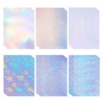 Acidea 36 Sheets Holographic Vinyl Sticker Paper for Inkjet & Laser Printer, A4（8.25" x 11.7"）Printable Vinyl Sticker Paper, Self-Adhesive Waterproof Dries Quickly, Glass/Line/Stars/Dots/Snow/Rainbow