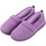 EverFoams Womens' Memory Foam Comfort Knit House Shoes Light Weight Terry Cloth Loafer Slippers with Anti-Skid Rubber Sole Purple 8 UK