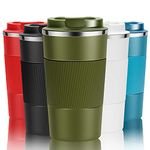 YINJOYI Travel Mug Reusable Coffee Cups Thermal Insulated Vacuum Insulation Stainless Steel Bottle for Hot Cold Drinks (Green, 380ml)