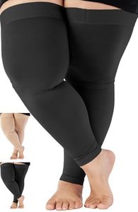 5XL Compression Stockings for Women and Men 20-30mmHg - Plus Size Extra Large Footless Compression Thigh High Sleeve for Post Surgery Recovery, Embolism, Lymphedema - Black, 5X-Large