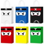 Chivertion 24 Pcs Ninja Gift Bags with Handles Ninja Birthday Party Supplies Party Favor Gift Bags Ninja Party Favor Bag Candy Treat Bags for Kids Kraft Bags Ninja Decorations (Multicolored,Cute)