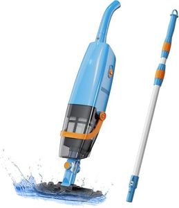 LVKE Cordless Handheld Pool Vacuum with Telescopic Pole, Rechargeable Battery, 60 Mins Runtime, High-Efficiency Screen, Ideal for Spa, Hot Tub, Above-Ground & In-Ground Pools Deep Cleaning, Lake Blue