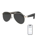 GetD AI Smart Bluetooth Sunglasses for Men and Women, Voice Control and Open Ear Style Smart Glasses Listen Music and Calls with Speakers IPX4 Waterproof Detachable Aviator Nylon Audio Glasses