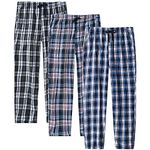 MoFiz Men's Pajama Pants House 100% Cotton Sleep Bottom Lounge Pants House Relaxed Lightweight Plaid Pants 3pack Size Large