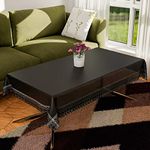 Kuber Industries Center Table Cover|PVC Transparent Dust-Proof Table Cover With Silver Pearl Border|40x60 Inch (Black Transparent)