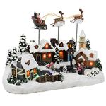 Kurt Adler C5605 Battery Operated Musical LED Village with Santa and Deer, 11-Inch