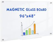 Magnetic Glass Whiteboard, 8' x 4', Frameless Wall Mount, Ultra White