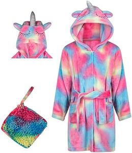 Rising Star Kids Robes for Girls Robe Soft Plush Hooded Fleece Bathrobe - Unicorn Gifts for Girls Age 6-8