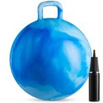 Hopper Ball with Handle for Kids - 20-Inch (50cm) Hippity Bounce Ball for Kids Ages 7-9, Blue Jumping Kangaroo Hop Ball Boys or Girls Gift, Sit and Hoppity Bouncer Ball with Hand Pump