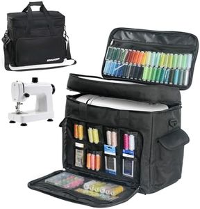 SOGUKOER Sewing Machine Case, 2 Layer Sewing Machine Carrying Case with Adjustable Shoulder Strap - Sewing Machine Tote Bag for Most Standard Machine and Accessories