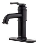 Breckenridge Matte Black Bathroom Faucet, Single Handle, Single Hole Bathroom Vanity Faucet, Bathroom Décor, 1 Hole or 3 Hole Bathroom Sink Faucet, Optional Deckplate Included