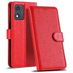 Case Collection for Motorola Moto E13 Case - Leather Folio Flip Kickstand Shockproof Cover with RFID Blocking Card Slots Wallet for Motorola E13 Phone Case Red