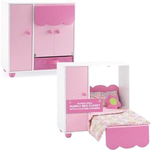 Emily Rose 18 Inch Doll Furniture | All in One Space Saving Murphy Doll Bed with Doll Closet and Doll Clothes Storage Bin | Fits 18" American Girl Dolls