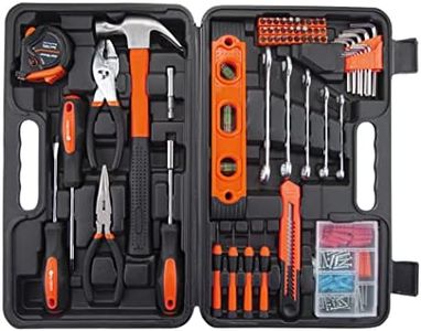 CARTMAN Tool Set General Hand Tool Kit with Plastic Toolbox Storage Case Automotive Wrench Sets Orange