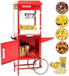 RIEDHOFF Commercial Popcorn Machine with Cart, [ 8 Oz Kettle ] [ 3 Mins ]Professional Popcorn Maker Machine Makes Up to 60 Cups, [With Lockers] [10PCS Popcorn Bucket ] for Home Movie Theater Style