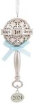 Hallmark Baby's First Rattle Blue 2024 Christmas Ornament, Premium Metal