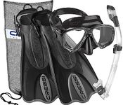 Cressi Italian Collection Palau Adjustable Fin Snorkel Mask Fin Snorkel Set with Snorkeling Gear Carry Bag