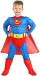 Fun Costumes Toddler Classic Superman Costume, Red & Blue Superhero Suit & Red Cape for Movie Hero Comic Cosplay & Halloween 18 Months