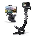 ULANZI Jaws Flex Clamp Mount w Adjustable Gooseneck Compatible with 4-7'' Smartphone, GoPro Hero 13 12 11, 10, 9, 8, 7, 6, 5, 4, Session, 3+, 3, 2, 1, Max, Hero (2018), Fusion, DJI Osmo Action Cameras