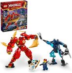 LEGO NINJAGO Kai’s Elemental Fire Mech Action Figure, Mini Ninja Toy for Kids with Customizable Red Ninja Figure Plus Kai and Zane Minifigures, Adventure Set for Boys and Girls Ages 7 and Up, 71808