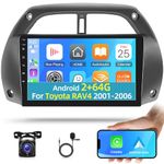 2+64G Android 13 Car Stereo for Toyota RAV4 2001-2006 - Wireless Carplay and Android Auto - 9 inch Touchscreen Car Radio with Mulitple UI Themes WiFi GPS Navi SWC + AHD Backup Camera