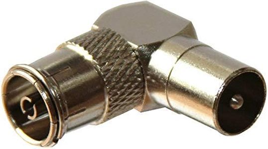 electrosmart 90 Degree Right Angle / Angled TV Aerial Cable / Coax Plug Lead Adaptor - Male Coax / Coaxial Plug to Female Coax / Coaxial Socket Connector - Ideal for wall mounted Plasma & LCD Flat Screen TV installations