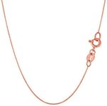 Jewelry Affairs 14k Real Solid Gold Mirror Box Chain Necklace, 0.45mm (16 Inches, Rose Gold)