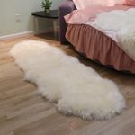 Woolous Genuine New Zealand Sheepskin Double Pelt Rug - Handmade Sheep Skin Runner Rug, Soft Thick Natural Bedside Area Rug for Bedroom and Living Room Decor, 2x6 ft